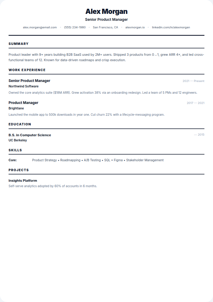 Classic resume template — free, ATS-friendly (2026)