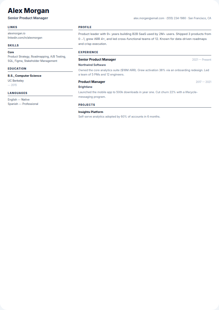 Compact resume template — free, ATS-friendly (2026)