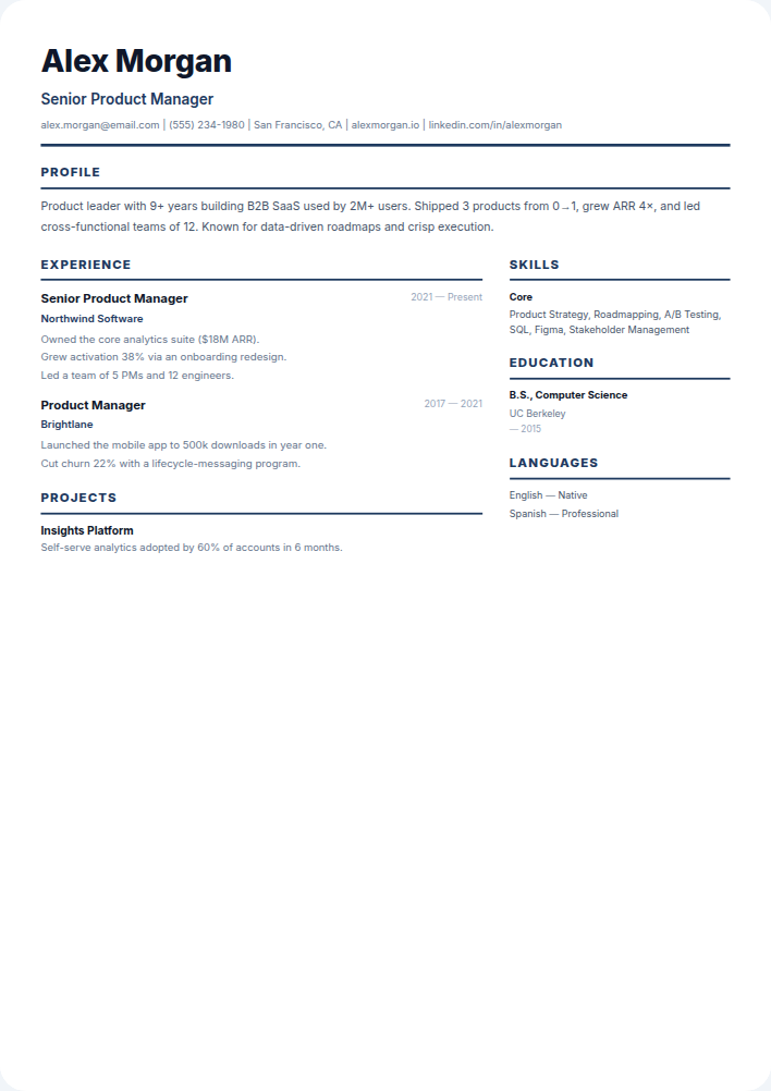 Corporate resume template — free, ATS-friendly (2026)