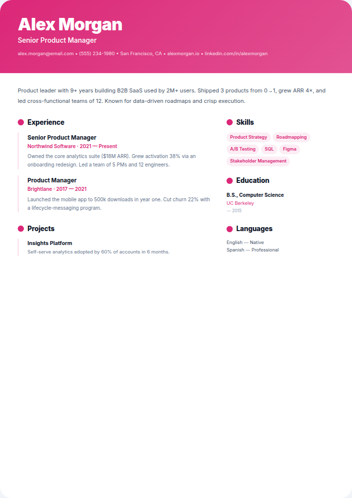 Creative resume template — free, ATS-friendly (2026)