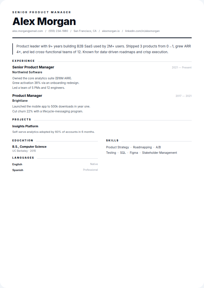 Editorial resume template — free, ATS-friendly (2026)