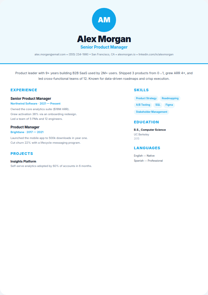 Horizon resume template — free, ATS-friendly (2026)