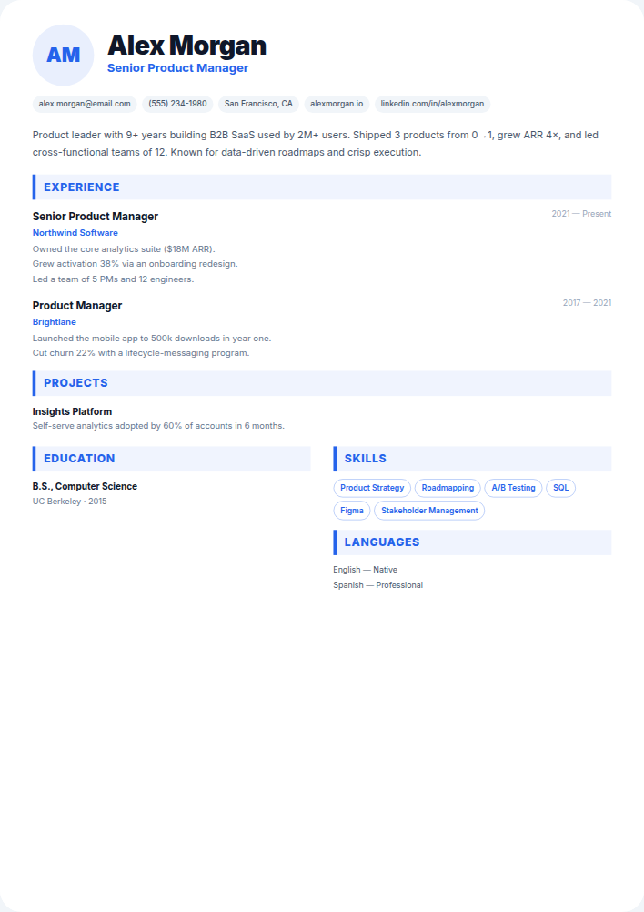 Metro resume template — free, ATS-friendly (2026)