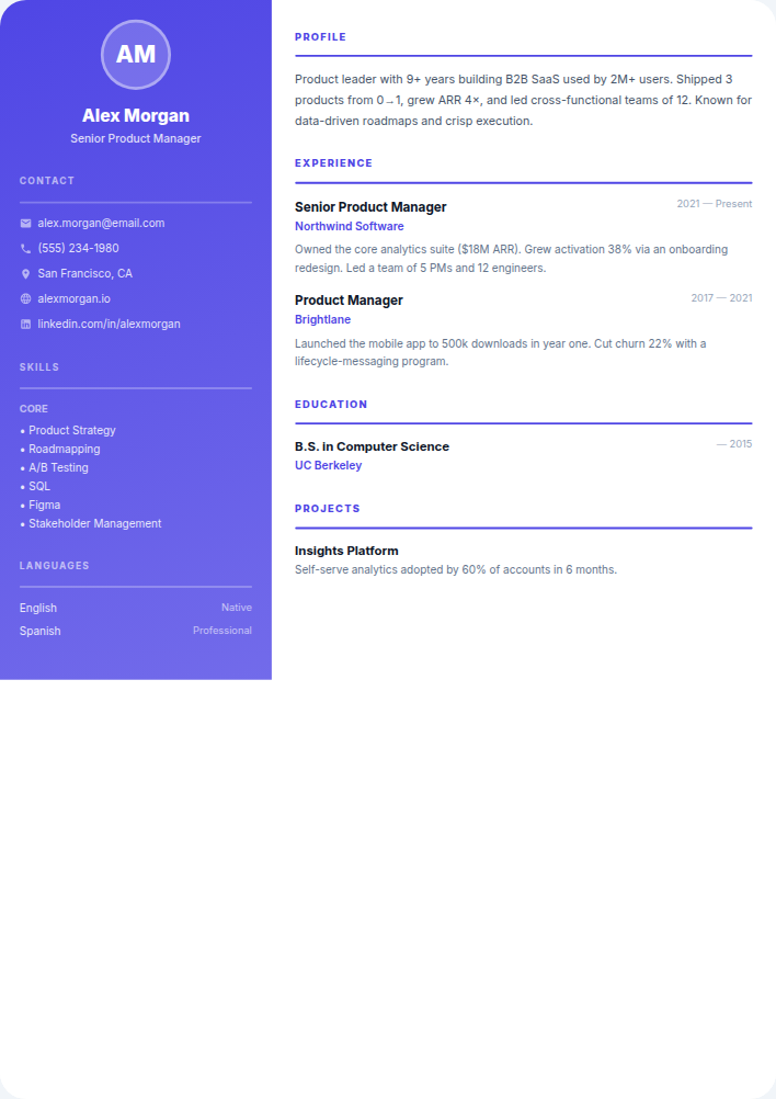 Modern resume template — free, ATS-friendly (2026)