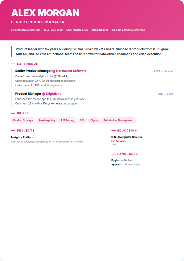 Momentum resume template — free, ATS-friendly (2026)