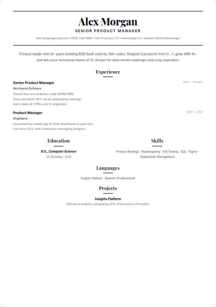 Refined resume template — free, ATS-friendly (2026)