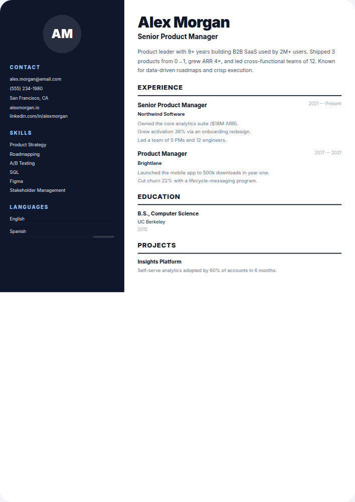 Slate resume template — free, ATS-friendly (2026)