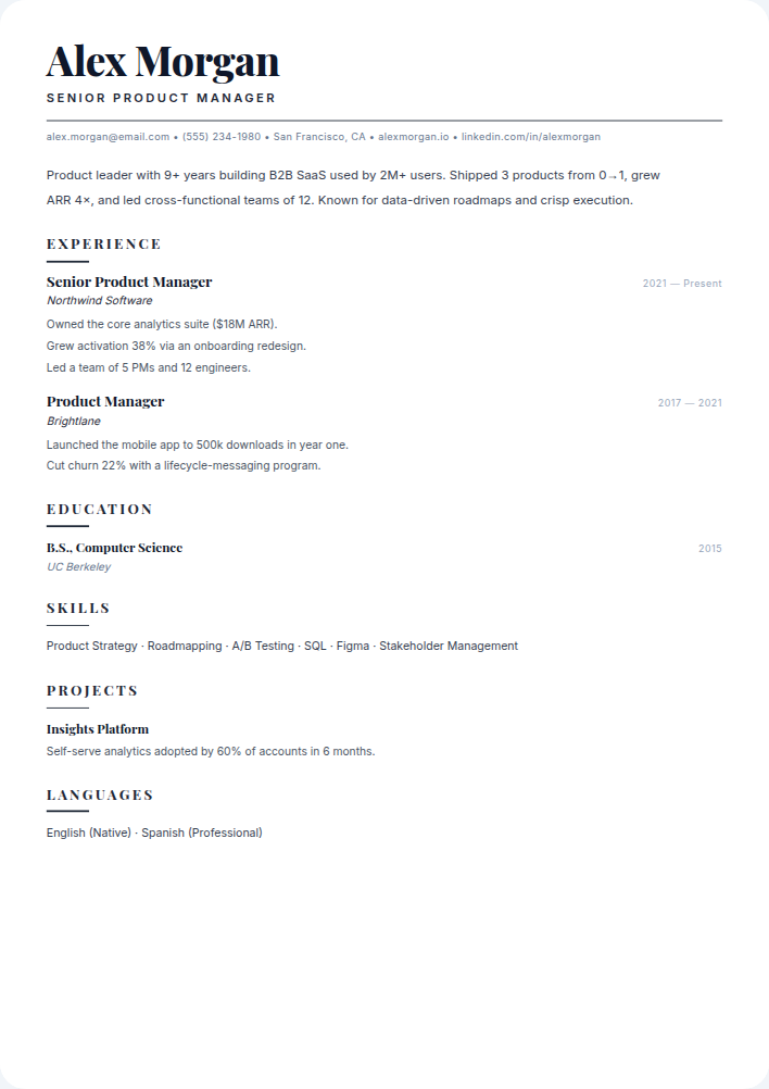 Sovereign resume template — free, ATS-friendly (2026)