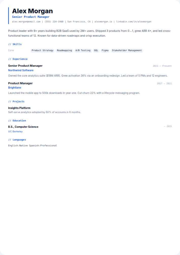 Technical resume template — free, ATS-friendly (2026)