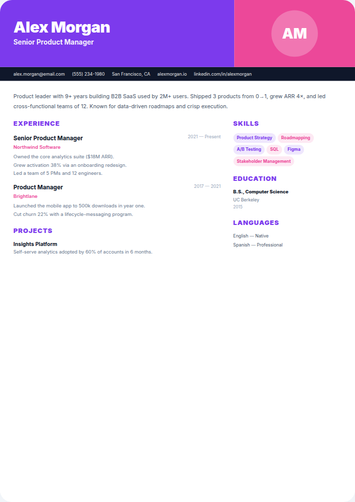 Vertex resume template — free, ATS-friendly (2026)